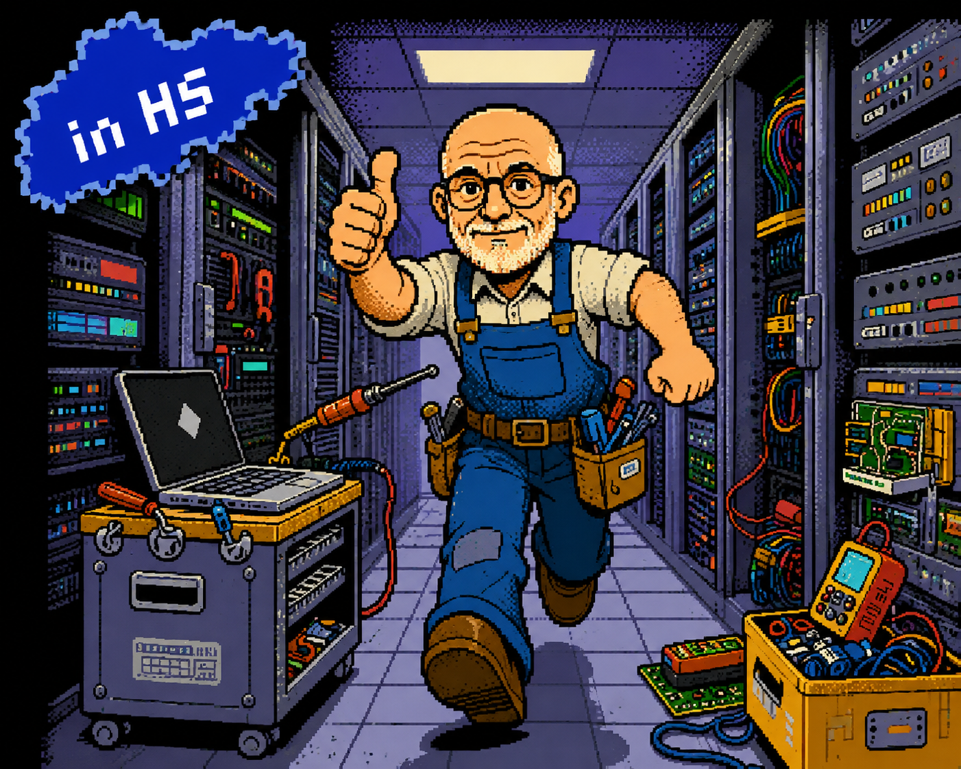 IT-Kümmerer – Retro-Illustration